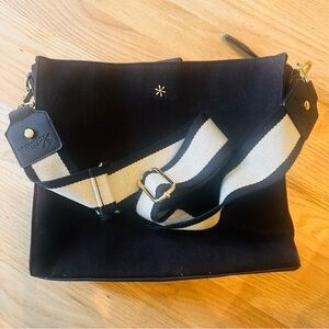 Erin Condren Black Crossbody Zippered Canvas Bag Purse with gold clasps